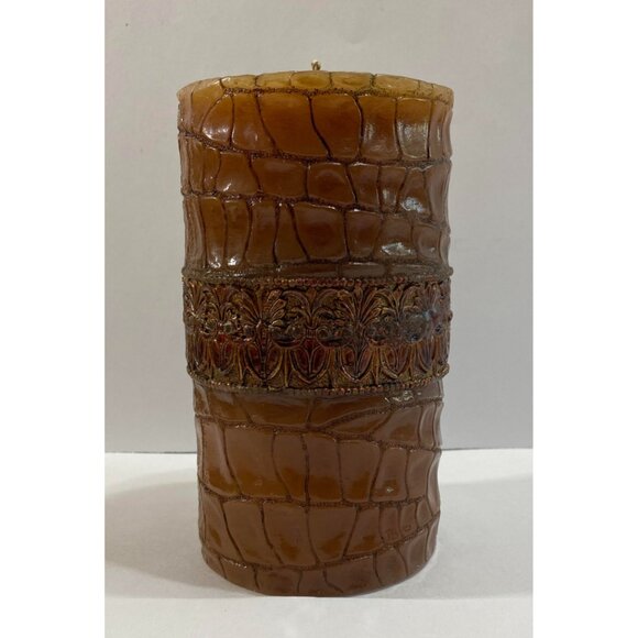 Crocodile Skin Design Unscented Wax Pillar Candle 7" Tall x 4" Diameter - Picture 3 of 6